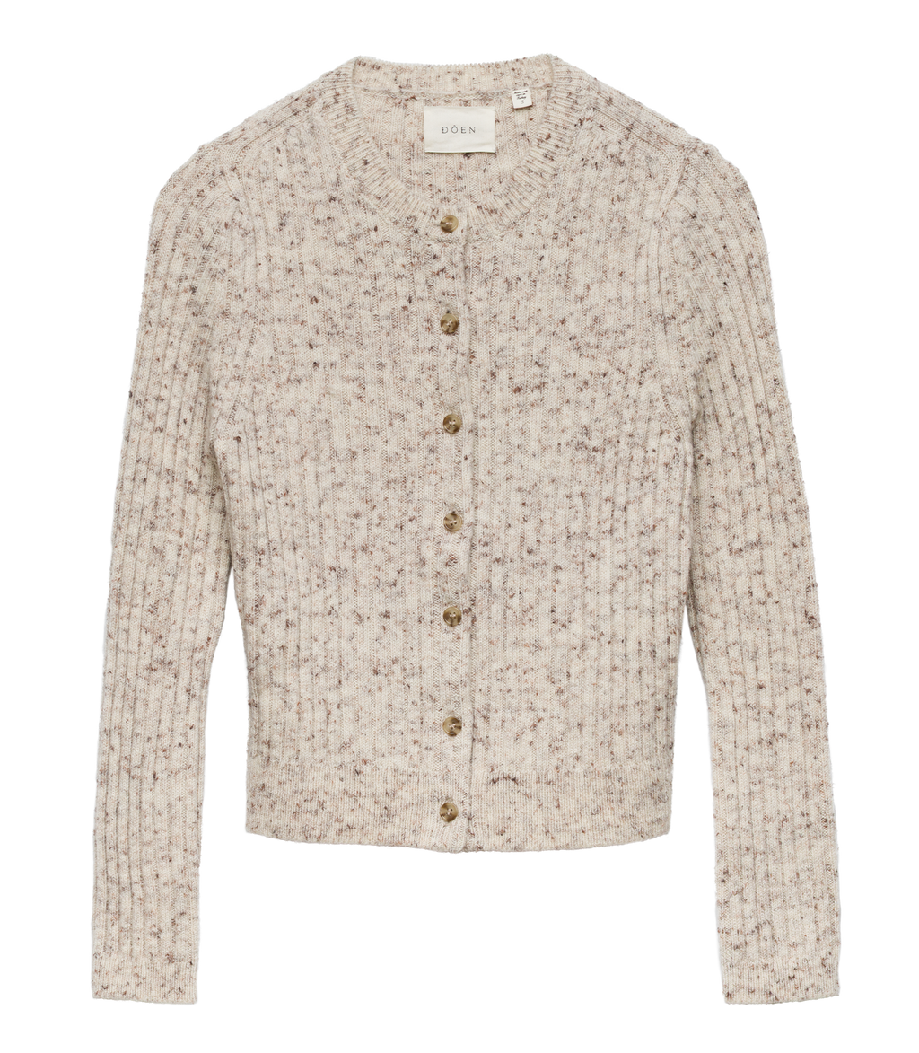 DANAE RIB CARDIGAN -- SABBIA MELANGE