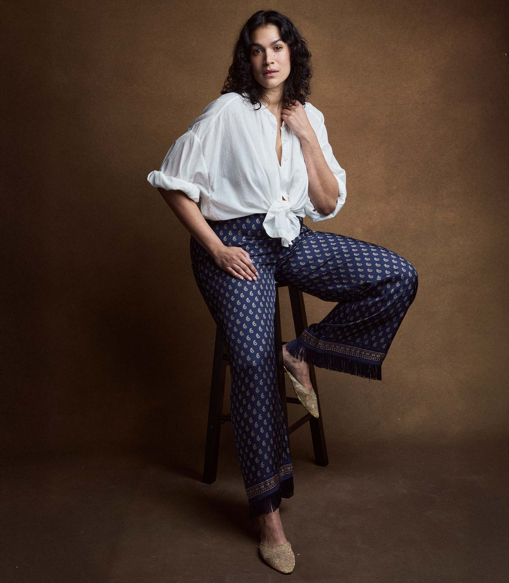 LAVON FRINGE PANT -- BLEU TAORMINA PAISLEY