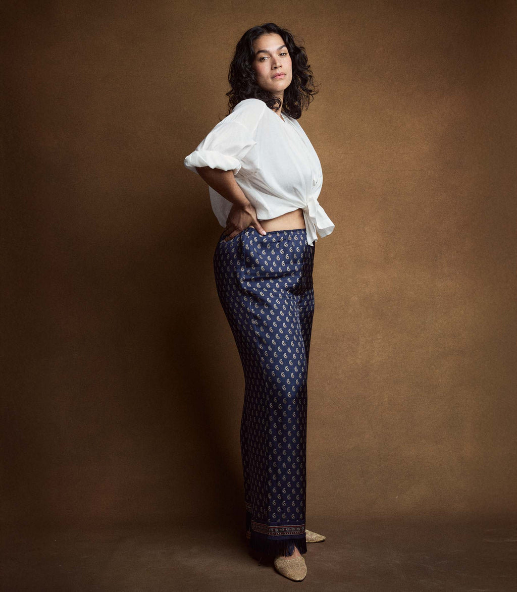 LAVON FRINGE PANT -- BLEU TAORMINA PAISLEY