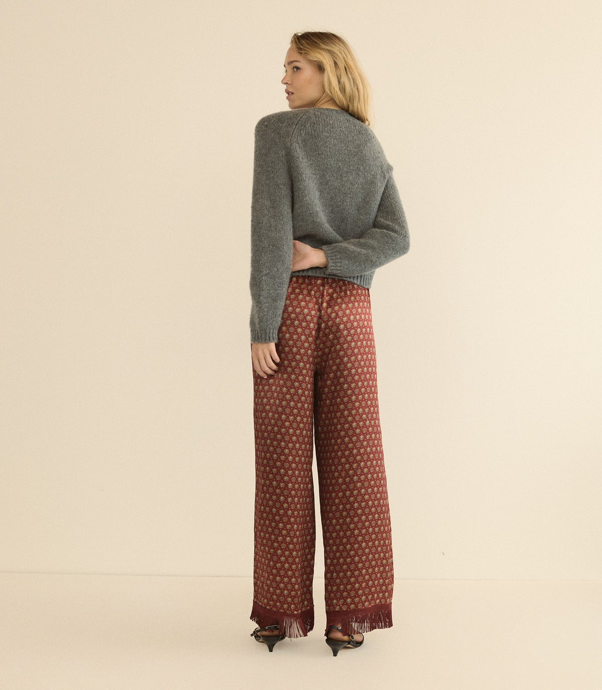 LAVON FRINGE PANT -- SAN SEBASTIAN FOULARD