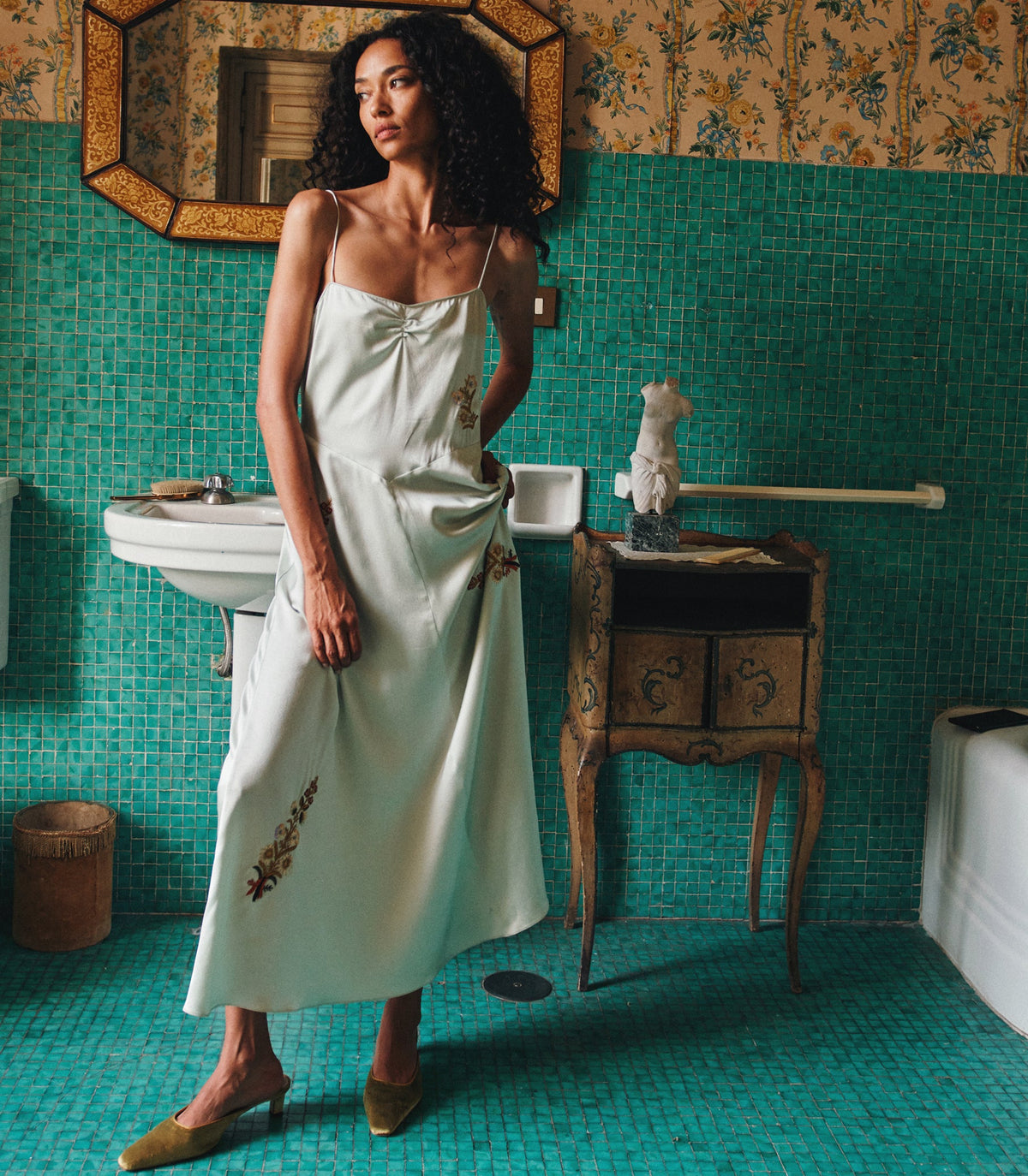 LORRAINE DRESS -- EUCALYPTUS
