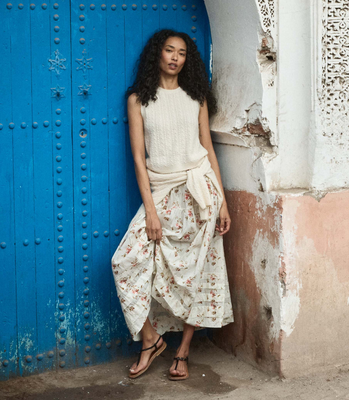 MARIE SKIRT -- BLANC PRAIRIE ROSE