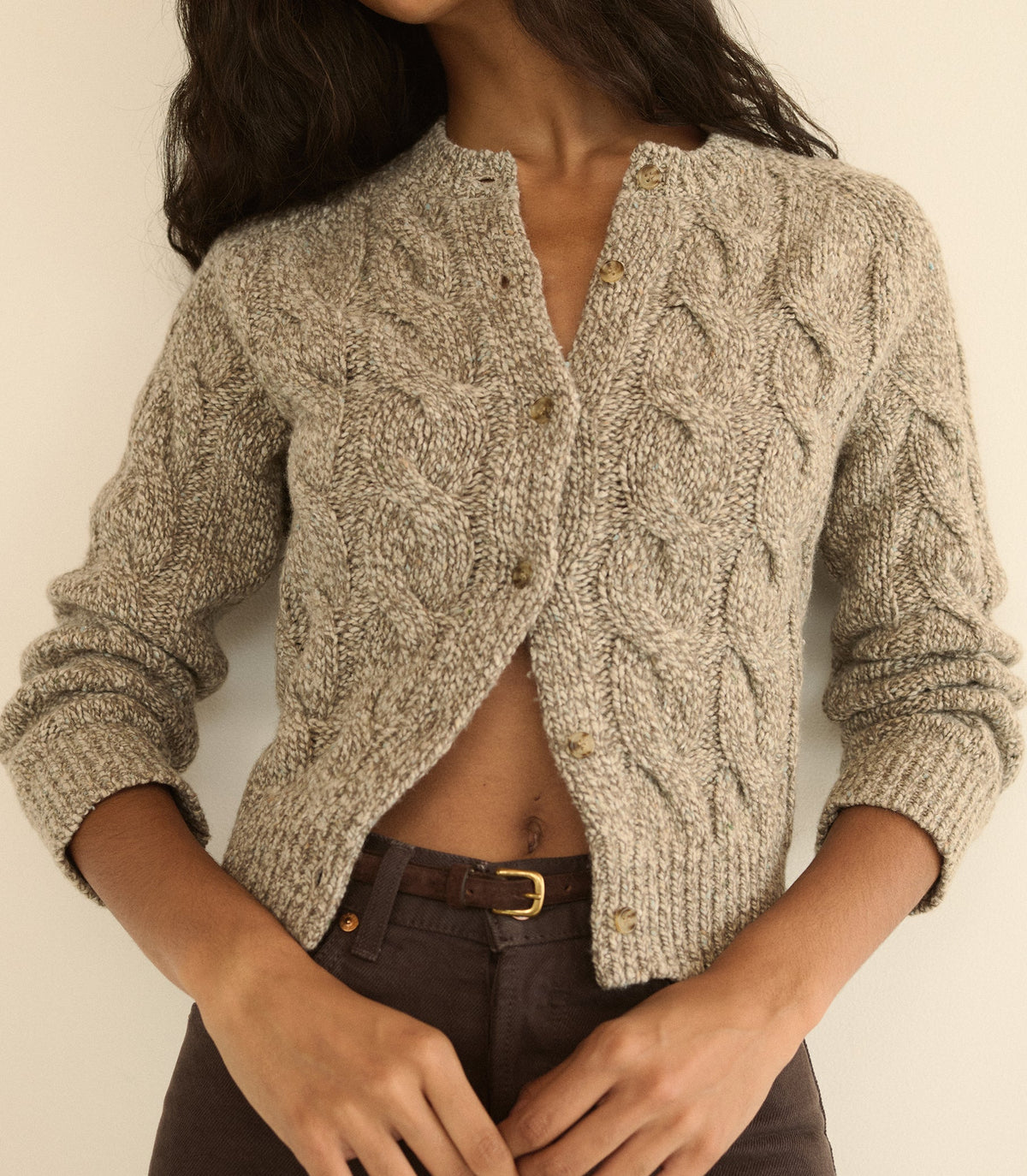 PENROSE CABLE CARDIGAN -- GRAY MARL